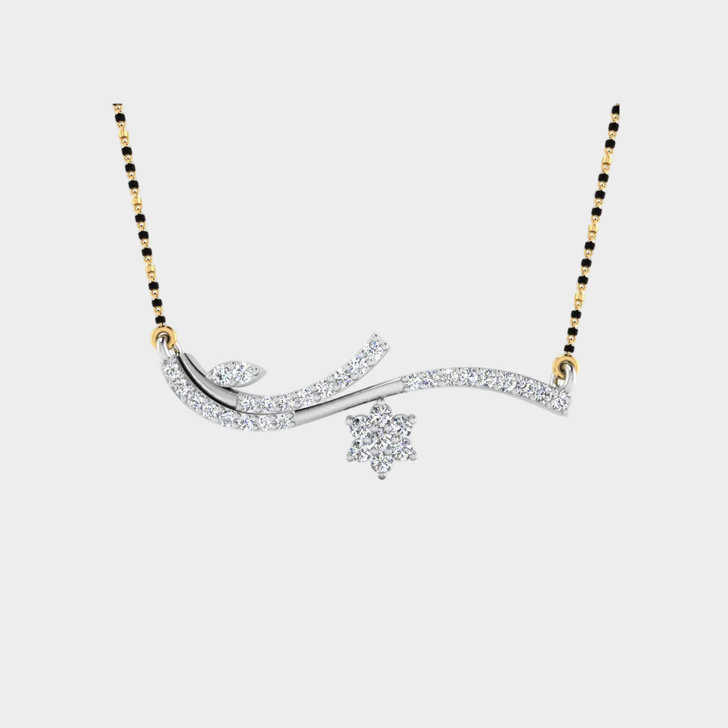 0.33 Carat Round Lab-Grown Diamond Mangalsutra In 14K White Gold For Modern Brides
